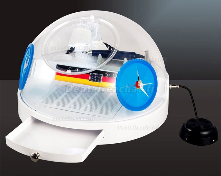 Unité de polissage et de meulage 2 en 1 pour laboratoire dentaire avec micromoteur et système d'aspiration des poussières